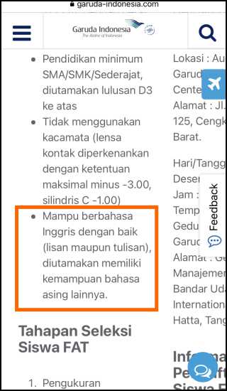 Syarat menjadi awak kabin Garuda menjawab adakah pramugari yang tidak bisa bahasa Inggris